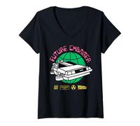 Mujer Back To The Future Globe Future Changer Time Machine Retro Camiseta Cuello V