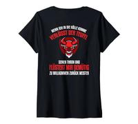 Mujer Backprint Cuando voy al Infierno Diablo y satanás Camiseta Cuello V