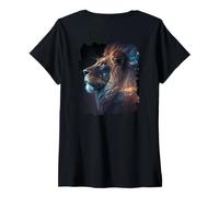 Mujer Backprint El místico Rey Fuerte del Desierto la Naturaleza. Camiseta Cuello V