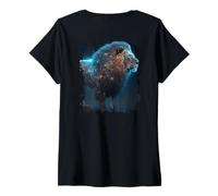 Mujer Backprint El místico Rey Fuerte del Desierto la Naturaleza. Camiseta Cuello V