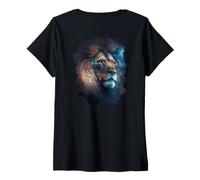 Mujer Backprint El místico Rey Fuerte del Desierto la Naturaleza. Camiseta Cuello V