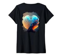 Mujer Backprint Globo de Nieve del Espacio Exterior el símbolo Camiseta Cuello V