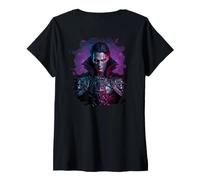 Mujer Backprint Hacer un Vampiro épico en un Mundo de fantasía. Camiseta Cuello V