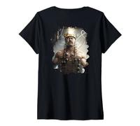 Mujer Backprint Ingeniero Electricista y electrónico Divertido Camiseta Cuello V
