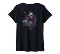 Mujer Backprint Leyenda de Vampiros en el de fantasía y Sombras. Camiseta Cuello V