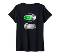 Mujer Backprint Music on World Off. Camiseta Cuello V