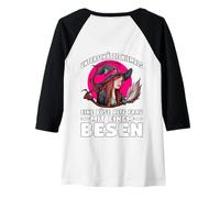Mujer Backprint subestima Nunca una Mujer Malvada con Escoba Camiseta Manga Raglan