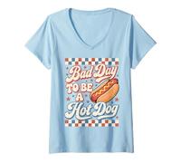 Mujer Bad Day To Be A Hot Dog Funny BBQ 4th of July Camiseta Cuello V