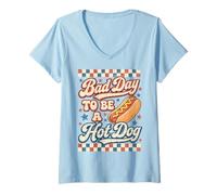 Mujer Bad Day To Be A Hot Dog Funny BBQ 4th of July Camiseta Cuello V