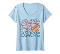Mujer Bad Day To Be A Hot Dog Funny BBQ 4th of July Camiseta Cuello V