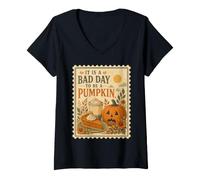 Mujer Bad Day to Be a Pumpkin Funny Fall Camiseta Cuello V