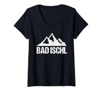 Mujer Bad Ischl Austria Viaje Souvenir Diseño Austriaco Montaña Camiseta Cuello V