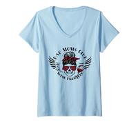 Mujer Bad Moms Club Wine Proporcionado moño desordenado cráneo Divertido mamá Camiseta Cuello V