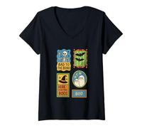 Mujer Bad To The Bone Aquí para El Boos Boo Camiseta Cuello V
