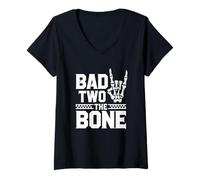 Mujer Bad To The Bone Camiseta Cumpleaños 2 Años Cumpleaños Bday Camiseta Cuello V