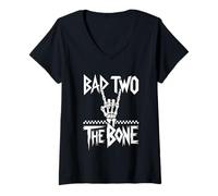 Mujer Bad To The Bone Camiseta Cumpleaños 2 Años Cumpleaños Bday Camiseta Cuello V