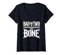 Mujer Bad To The Bone Camiseta Cumpleaños 2 Años Cumpleaños Bday Camiseta Cuello V
