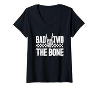 Mujer Bad To The Bone Camiseta Cumpleaños 2 Años Cumpleaños Bday Camiseta Cuello V
