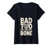 Mujer Bad To The Bone Camiseta Cumpleaños 2 Años Cumpleaños Bday Camiseta Cuello V