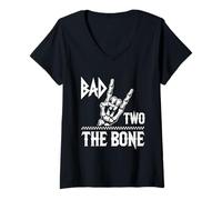 Mujer Bad To The Bone Camiseta Cumpleaños 2 Años Cumpleaños Bday Camiseta Cuello V