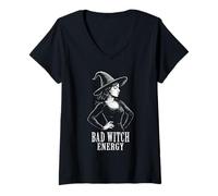 Mujer Bad Witch Energy Sassy Halloween Oculto Witchy Wicca Camiseta Cuello V
