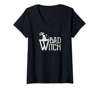 Mujer Bad Witch Magical Hechizos Parejas Bueno Camiseta Cuello V