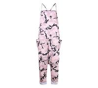 Mujer Baggy Peto Camuflaje Mono Harem Anchos Talla Grande Bolsillos Fiesta Petos De Lino Jumpsuit Pink XL