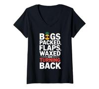 Mujer Bags Packed Flaps Waxed No Turning Back Travel Tourist ||- Camiseta Cuello V
