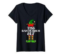 Mujer Bah Humbug Camisa Elfo Pijamas Familiares a Juego Navidad 2021 Camiseta Cuello V