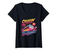 Mujer Bahamas 2026 Grupo de cruceros a Juego de Vacaciones Camiseta Cuello V
