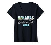 Mujer Bahamas Birthday Trip 2026 Bday Party Summer Vacation Crew Camiseta Cuello V