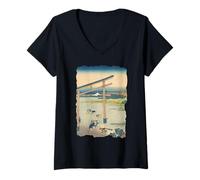 Mujer Bahía de Noboto Hokusai Vintage Retro Arte Japonés Camiseta Cuello V