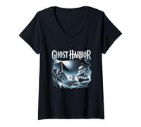 Mujer Bahía del Faro embrujado de Ghost Harbor Camiseta Cuello V