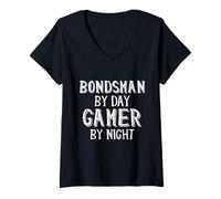 Mujer Bail Bondsman by Day Gamer by Night Jail Bonds Man Sign Camiseta Cuello V