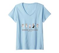 Mujer Baila con Vacas Divertido diseño de Animales de Granja Camiseta Cuello V