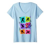Mujer Bailando 13 Años Cumpleaños Hip Hop Breakdance Graffiti Camiseta Cuello V