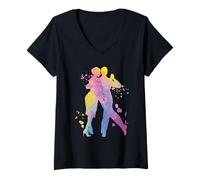 Mujer Bailando Tango Argentino Heartbeat Milonga Vals Bailarines de tango Camiseta Cuello V