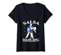 Mujer Bailar La Salsa Bailarina Dancing Latín Danza Camiseta Cuello V