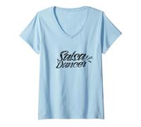Mujer Bailarín Salsa Baile Latino Danza Camiseta Cuello V