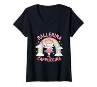 Mujer Bailarina Capuchcina Meme Lindo Estética Italiana Brainrot Camiseta Cuello V