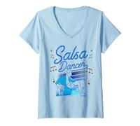 Mujer Bailarina de Salsa Baile Latino Baile Camiseta Cuello V