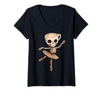 Mujer Bailarina Muertina Capuchina Italiana Brainrot Halloween Camiseta Cuello V