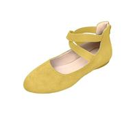 Mujer Bailarina Slip On Vestido Zapatos Planos Zapatos Cómodos Bailarinas para Mujer Punta Redonda Bailarinas Sandalias con Correa Cerrada Sandalias Elegantes Bailarinas Suave Antideslizante, amarillo