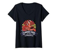 Mujer Baile Flamenco Pasión Española Diseño Vintage Camiseta Cuello V