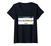 Mujer Baja California Mexicali License Plate Mexicans Souvenir Camiseta Cuello V