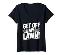 Mujer ¡Bájate de mi césped! Humor gruñón de Anciano Divertido Camiseta Cuello V
