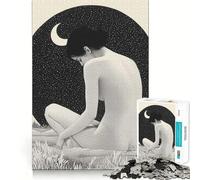 Mujer bajo el Cielo Nocturno,Rompecabezas de 1000 Piezas para Adultos,Entrenamiento Mental,diversión, Corte láser,Actividad Relajante para Grupos en Interiores (38x26cm)