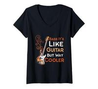 Mujer Bajo Es Como Una Guitarra Pero Way Coole Guitarrista Música Camiseta Cuello V
