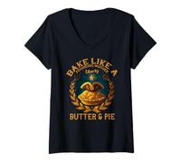 Mujer Bake Like A Founding Mother Liberty Butter and PIE Camiseta Cuello V