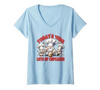 Mujer Baker Gnomes with Funny Sayings Todays Vibe Lots of Cupcakes Camiseta Cuello V